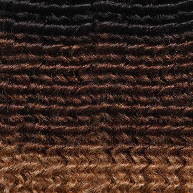 QVR Ombre #T1B/30/27 Small Kinky Curly Machine Made Feather Crochet Human Hair Extensions - Image 13