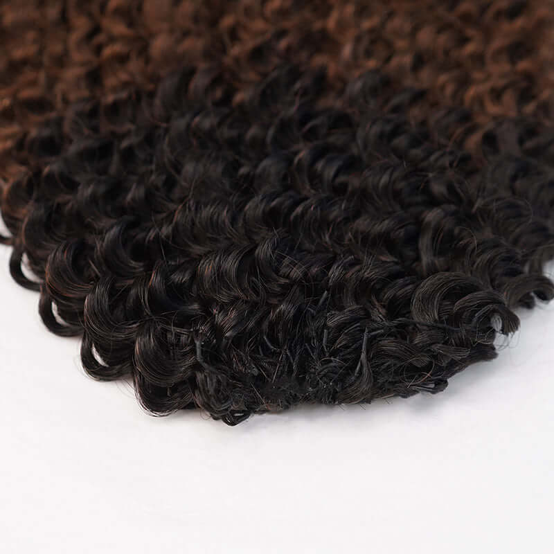 QVR Ombre #T1B/30/27 Small Kinky Curly Machine Made Feather Crochet Human Hair Extensions - Image 17