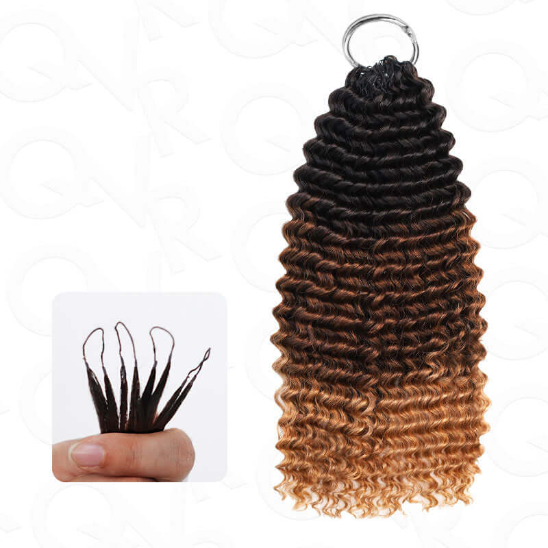 QVR Ombre #T1B/30/27 Small Kinky Curly Machine Made Feather Crochet Human Hair Extensions - Image 10