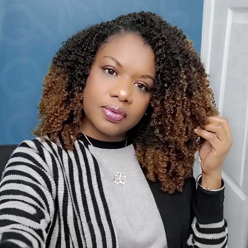 US Only|QVR #T2/30 Afro Kinky Curly Feather Crochet Human Hair - Image 4
