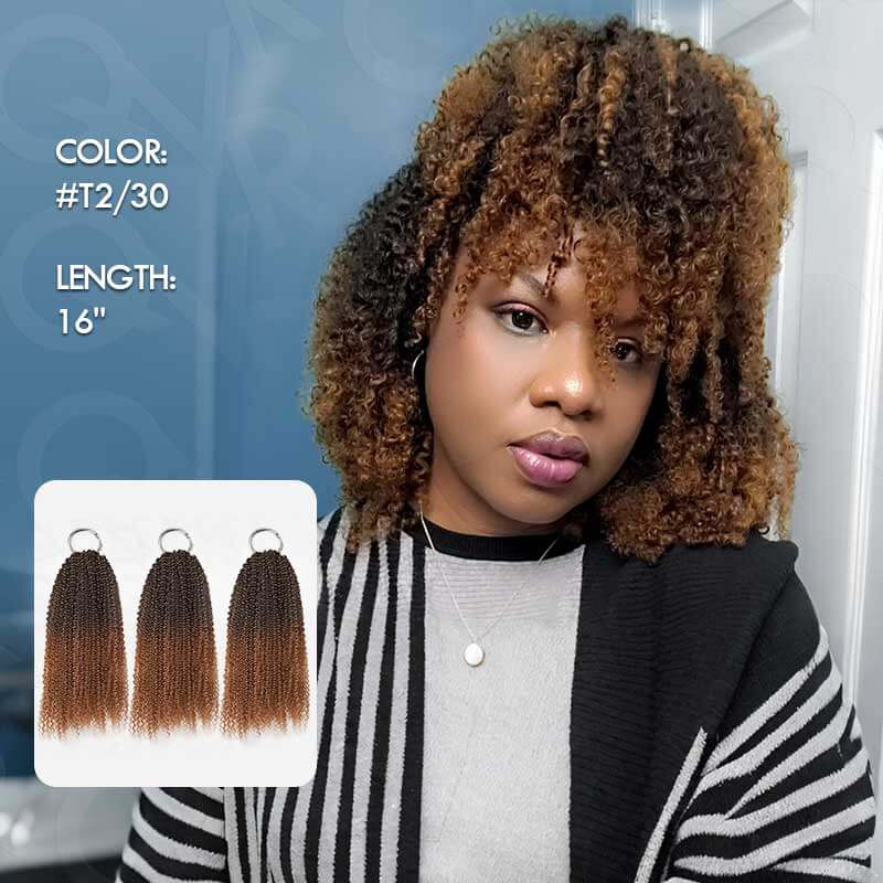 US Only|QVR #T2/30 Afro Kinky Curly Feather Crochet Human Hair - Image 5