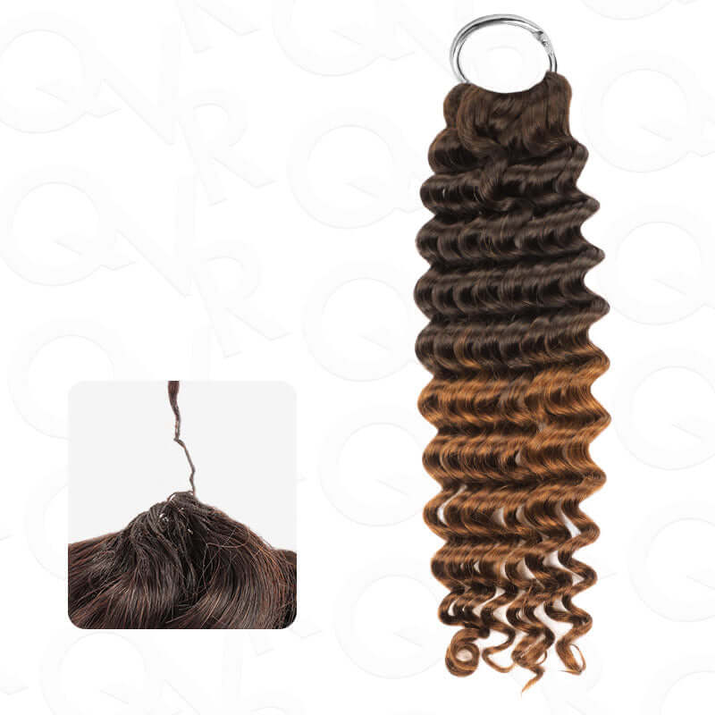 QVR #T2/30 Crochet Hair Deep Wave Machine Made Feather Human Hair Extension - Image 4
