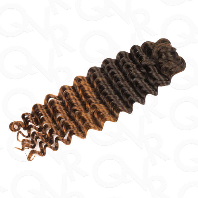 QVR #T2/30 Crochet Hair Deep Wave Machine Made Feather Human Hair Extension - Image 5