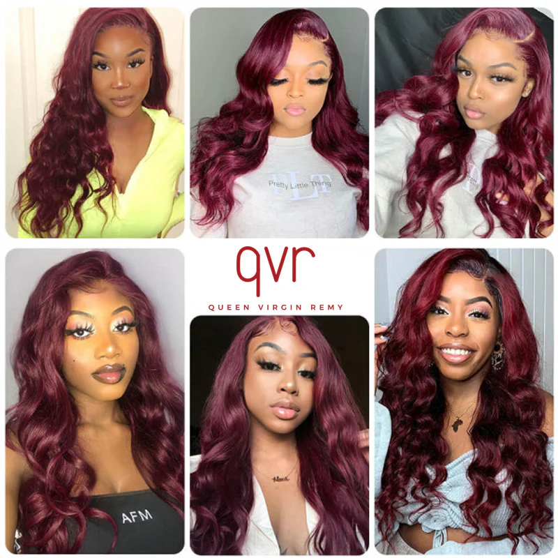 QVR Body Wave Bundles With Closure Remy Brazilian Human Hair Burgundy 99J Dyed 3 Bundles With 4x4 Closure - Image 3