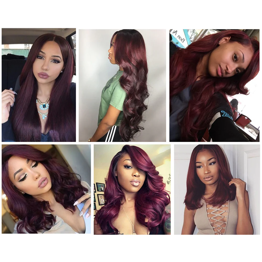 QVR Body Wave Bundles With Closure Remy Brazilian Human Hair Burgundy 99J Dyed 3 Bundles With 4x4 Closure - Image 4