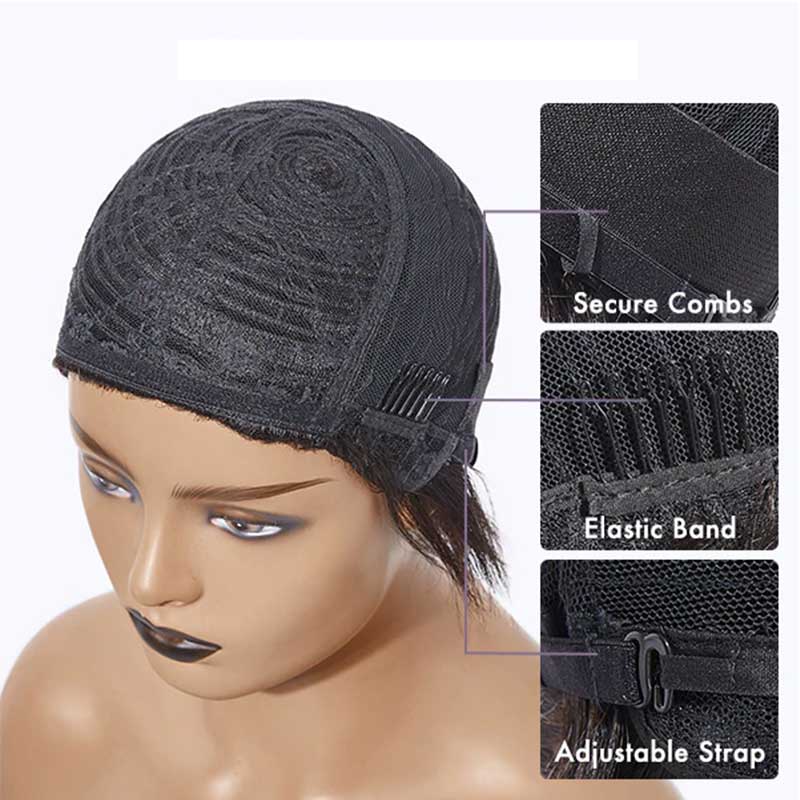 QVR Wear&Go Afro Curly No Lace Glueless Short Machine Made Wig With Bangs 100% Human Hair - Image 10