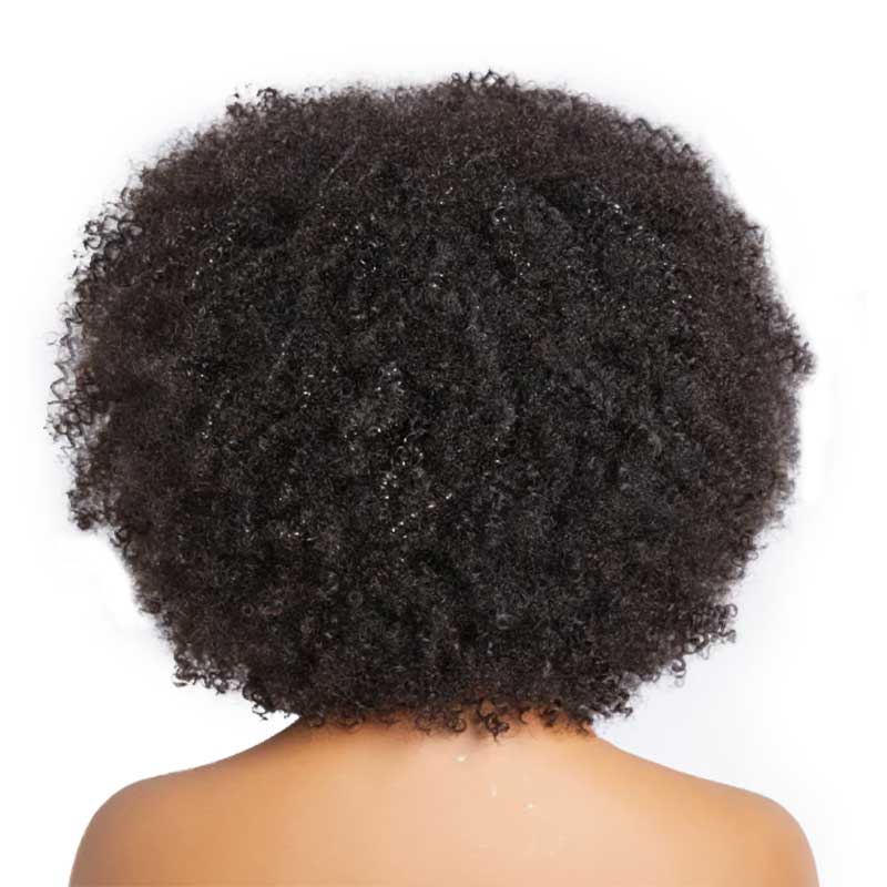 QVR Wear&Go Afro Curly No Lace Glueless Short Machine Made Wig With Bangs 100% Human Hair - Image 3