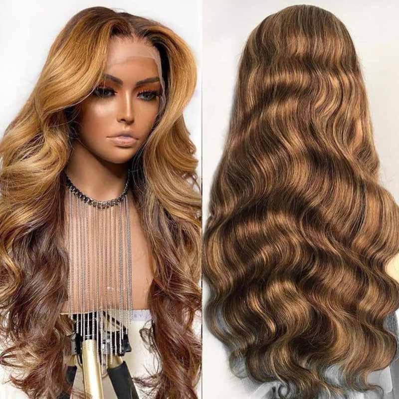 QVR Gluless Pre-cut 4x6 HD Lace Closure Human Hair Wigs Straight Piano Highlights Ombre Hair Wear and Go Wigs - Image 4