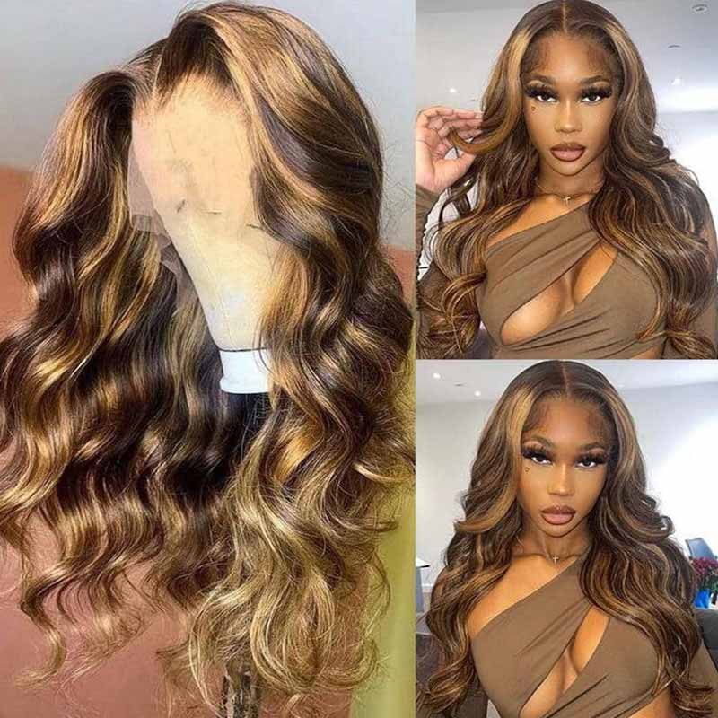 QVR Gluless Pre-cut 4x6 HD Lace Closure Human Hair Wigs Straight Piano Highlights Ombre Hair Wear and Go Wigs - Image 5