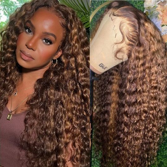 QVR Glueless Pre-cut 4x6 HD Lace Closure Human Hair Wigs Water Wave Piano Highlights Ombre Hair Wear and Go Wigs - Image 2
