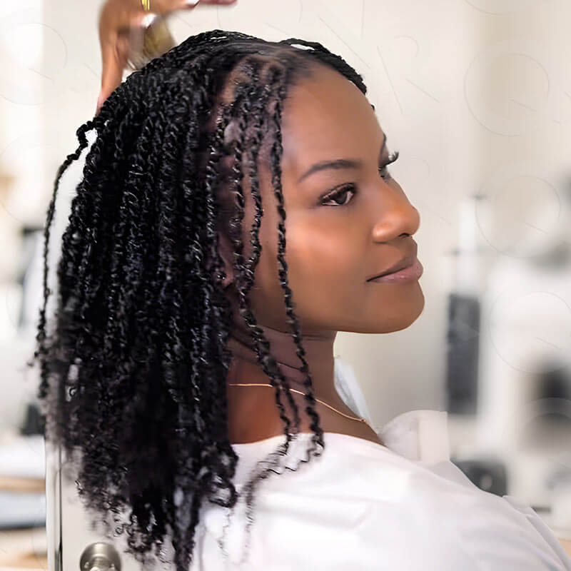 QVR Upgraded Kinky Bulk Natural Black hair 4a/3c Extensions - Image 4